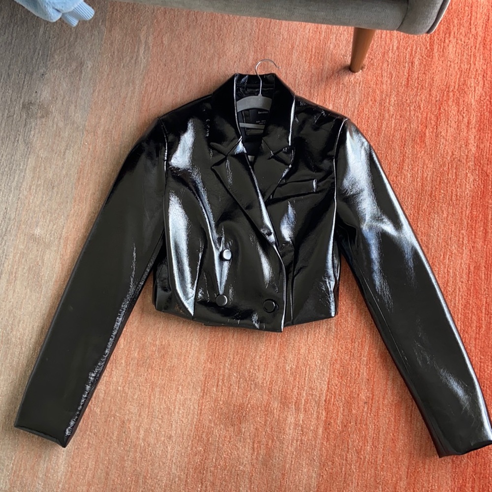 Bershka Faux Leather Double Button Jacket